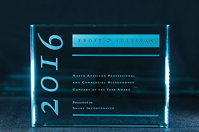 舒尔荣膺Frost ＆ Sullivan最高荣誉奖, 为专业和商用话筒市场树立全球标杆